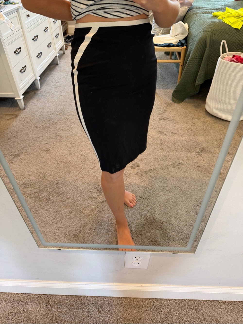 Nine West Black Pencil Skirt with White Side Stripe